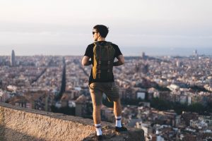 Tourist,Making,Photo,Of,The,City,,Man,With,Backpack,Enjoy